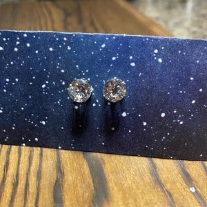 Silver crystal studs